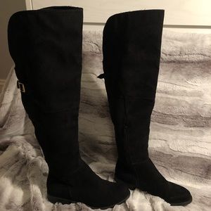 black over the knee skinny boots